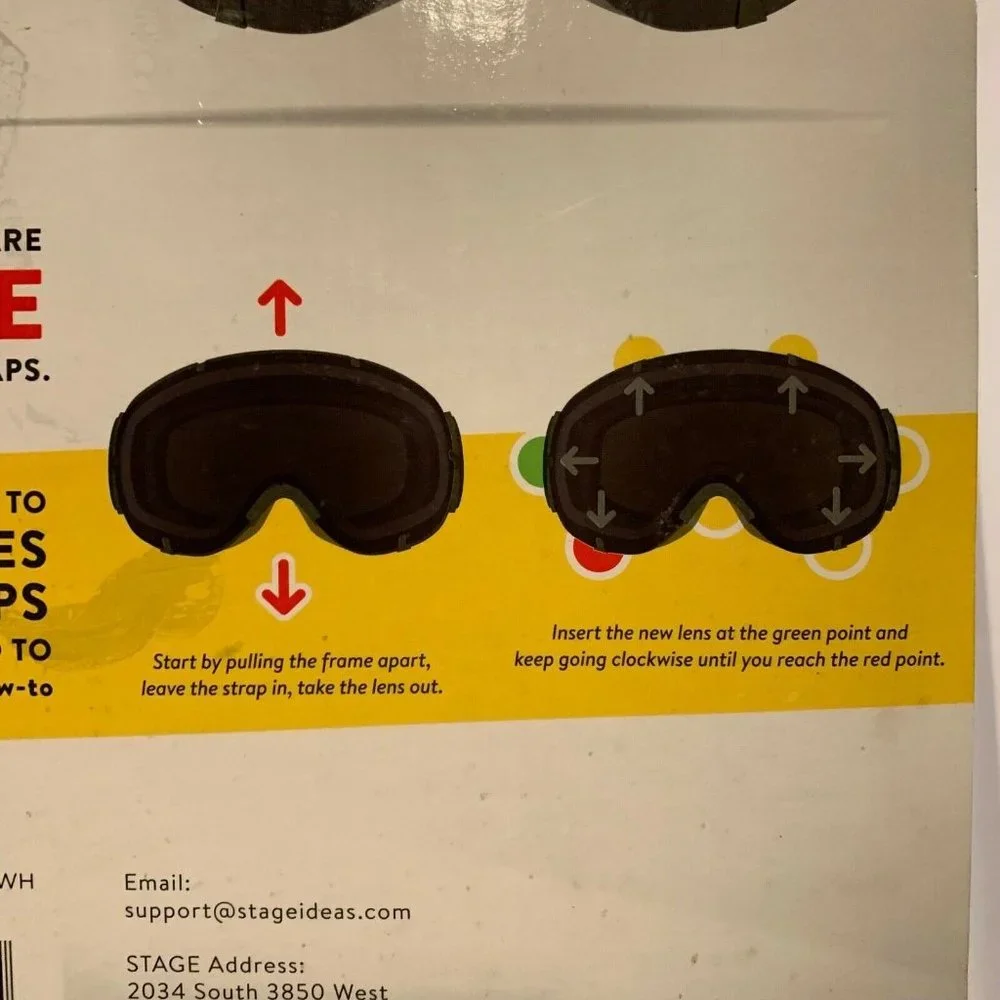 Stage Junior Goggles Ski Snowmobile Straps Helmet compatible Anti-fog